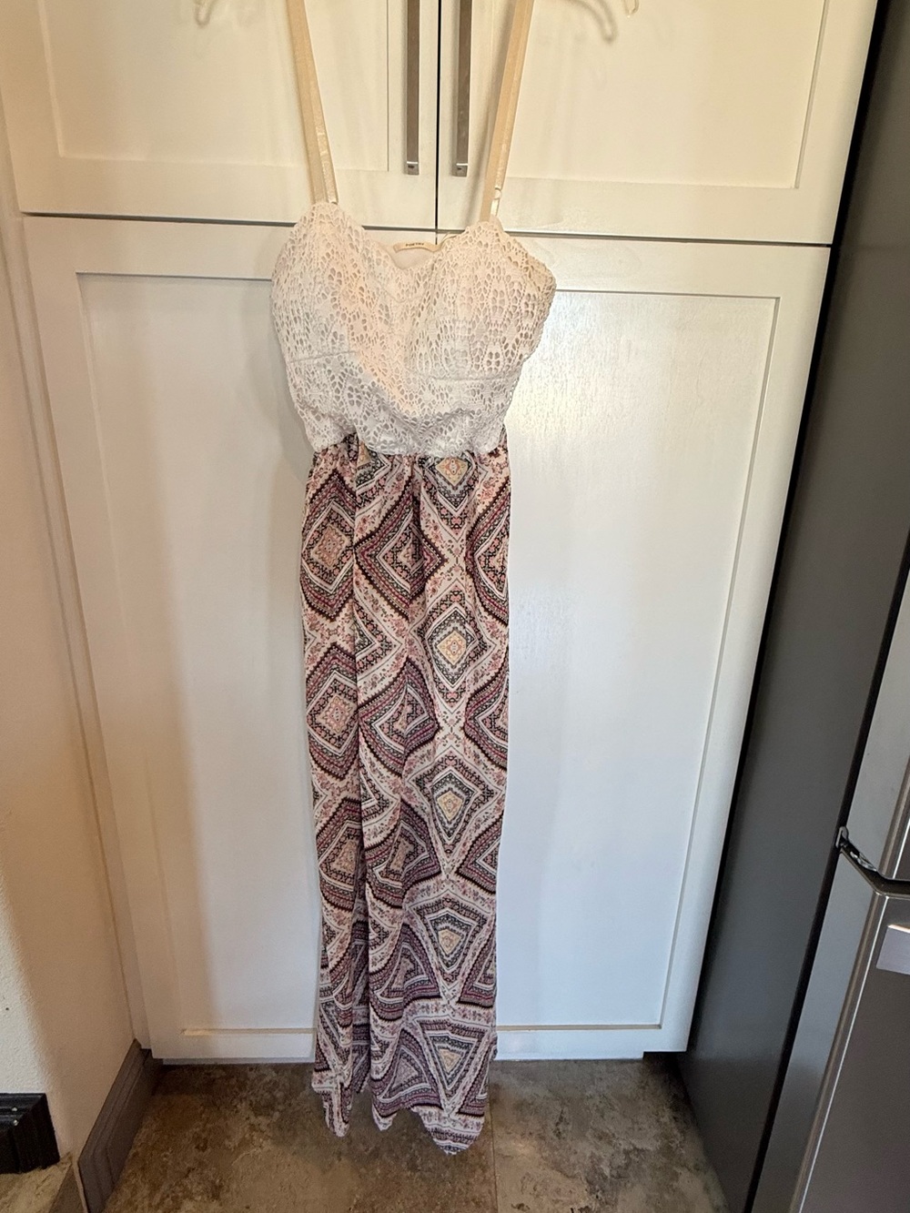 Poetry Cream Lace Bodice Multicolor Printed Long